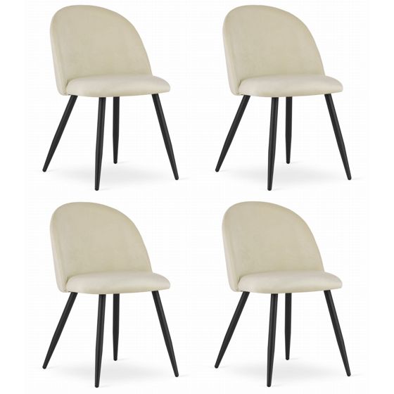 BELLO-tuoli, beige sametti, mustat jalat (4 kpl)