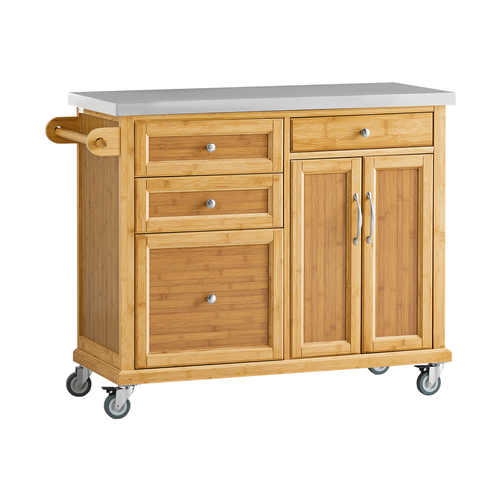 SoBuy Keittiötaso bambu & ruostumaton teräs FKW70-N