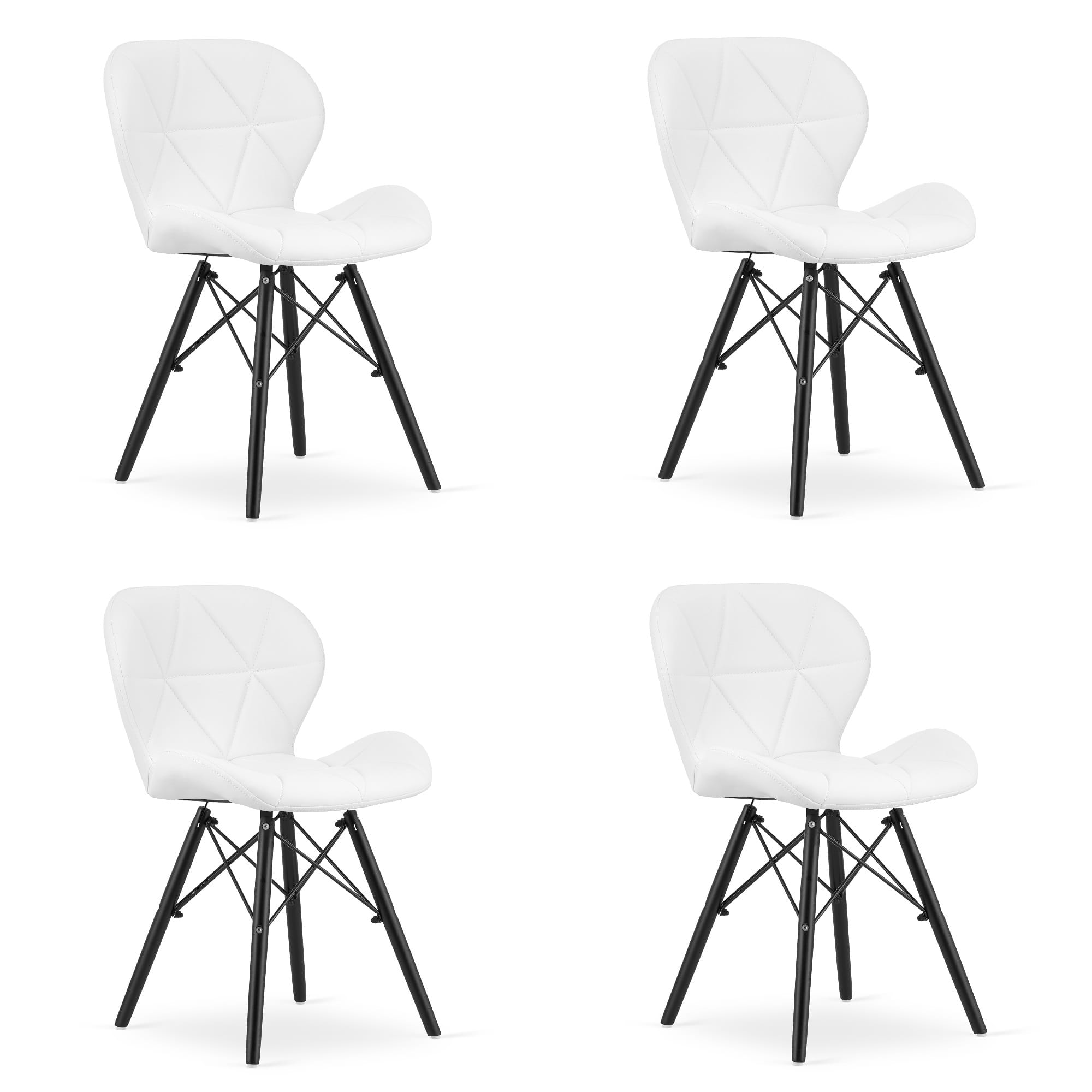 LAGO-tuoli, valkoinen keinonahka, mustat jalat (4 kpl)