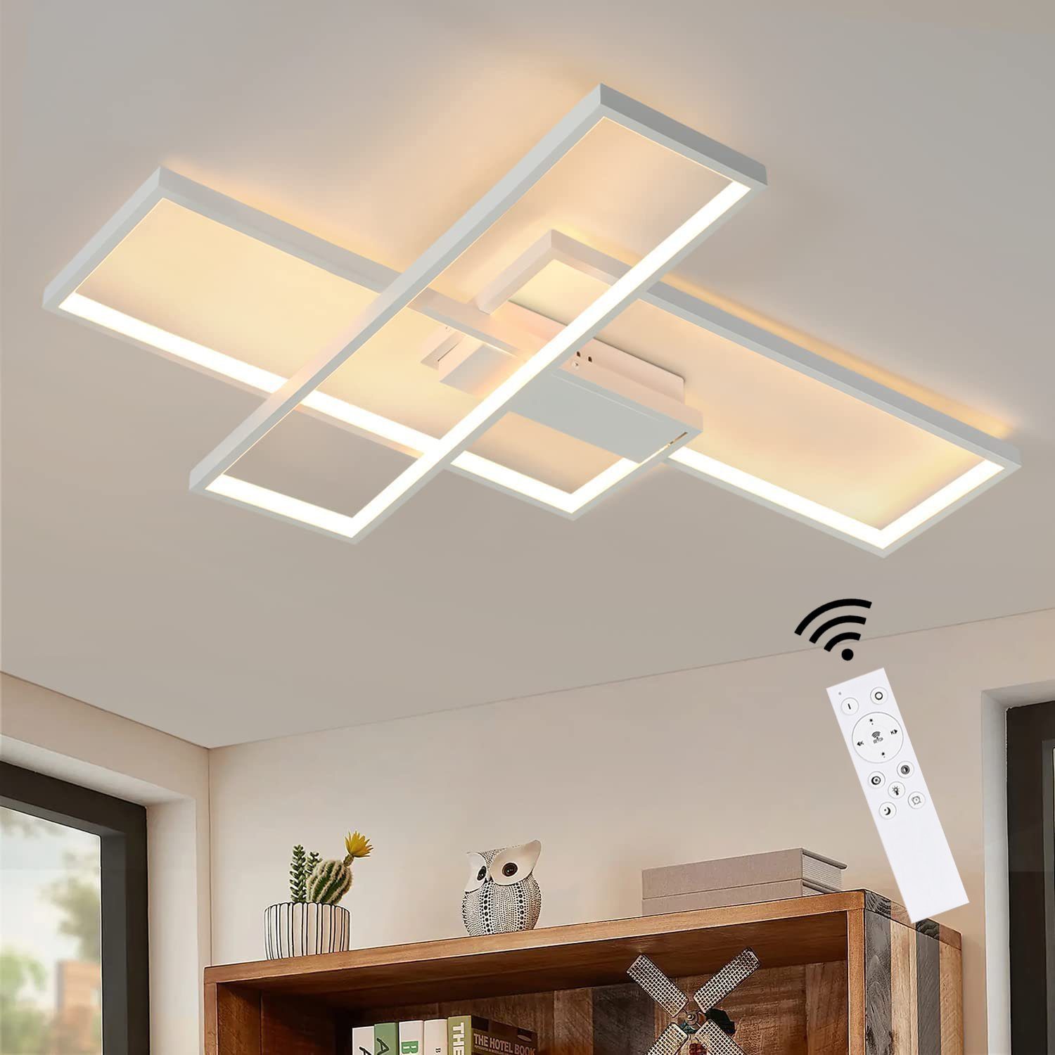 NETTLIFE moderni, himmennettävä, LED - kattovalaisin, olohuoneen, lamppu, valkoinen, kattovalaisin, 65W