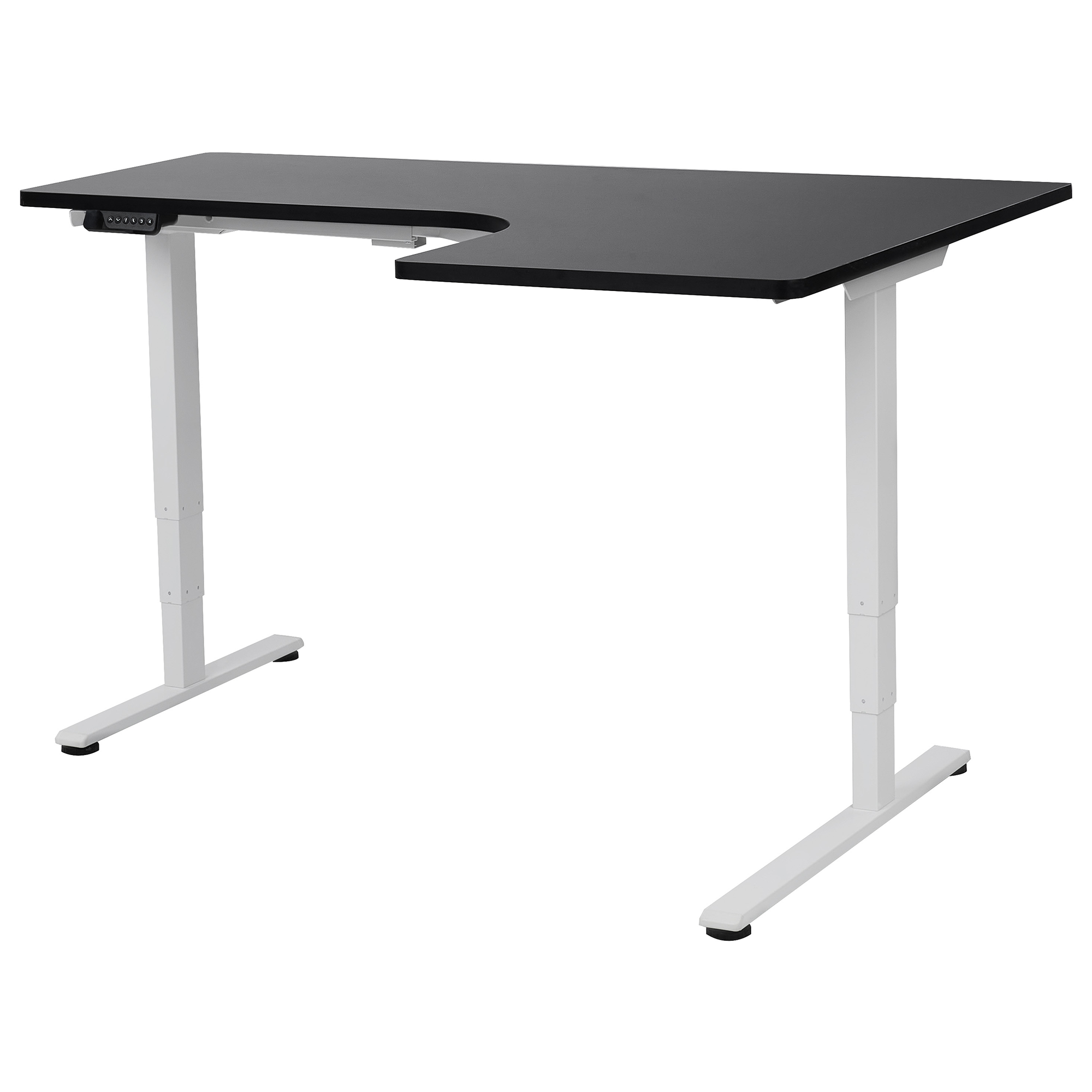 Kulmatyöpöytä sähkösäädettävä DESTINES 160 cm 109 cm Musta/valkoinen Oikea
