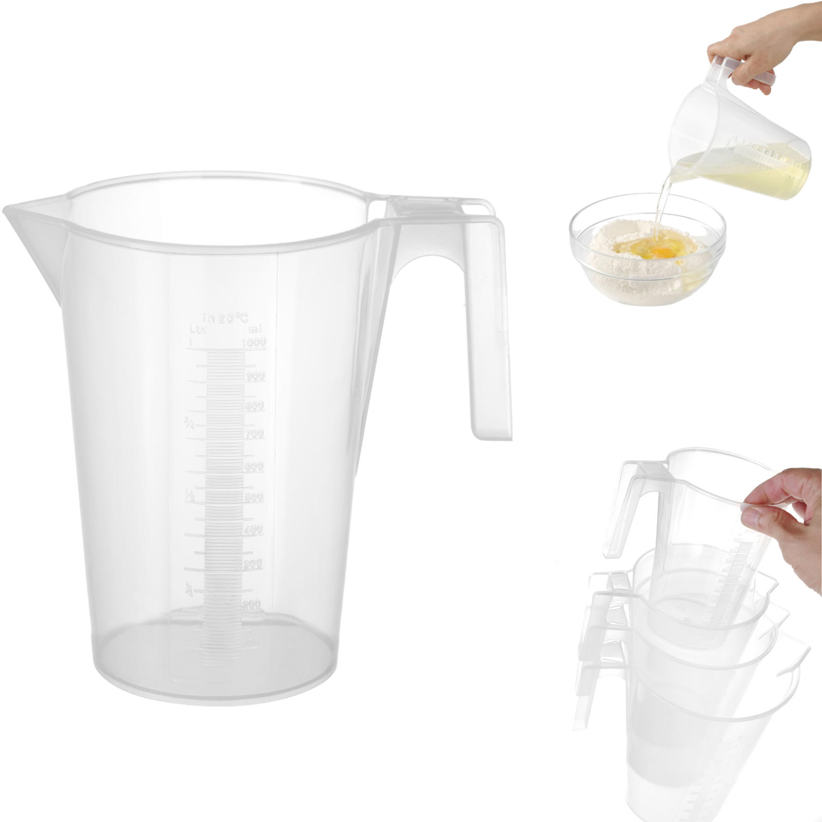 Keittiön mittakannu polypropeenista valmistetulla mittakupilla, pinottava, 1L - HENDI 567821