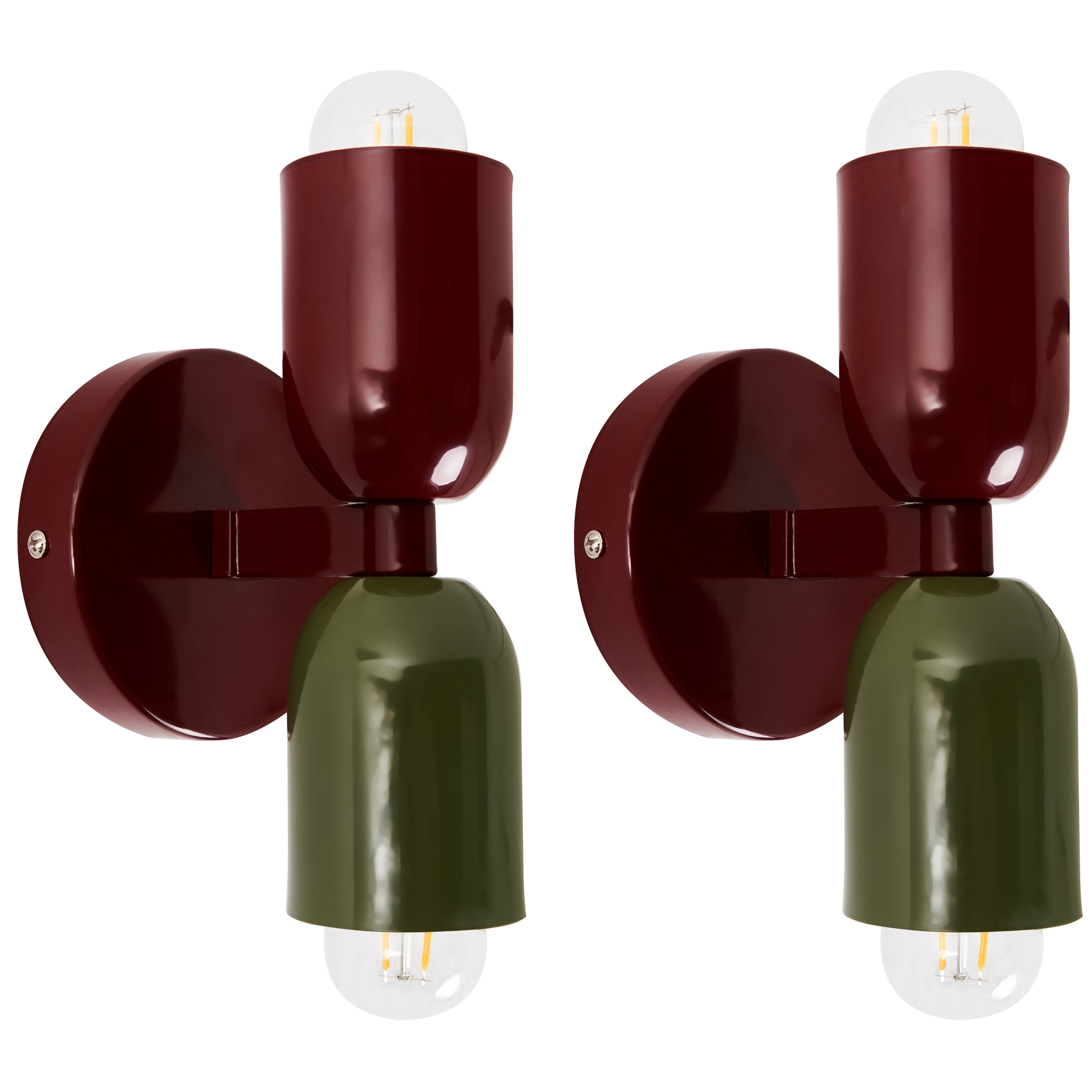 Seinävalaisinsetti 2 kpl TOPI metalli Punainen/vihreä