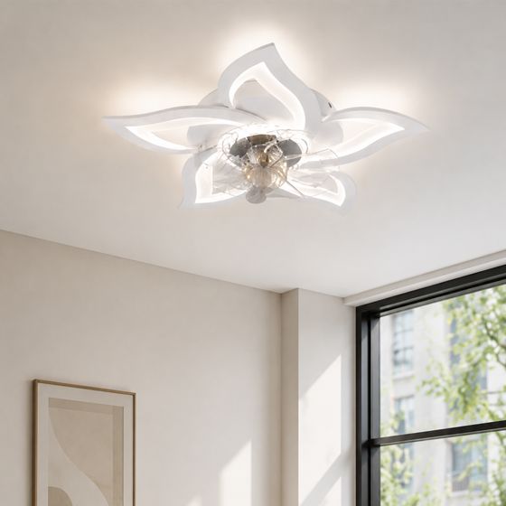 NETTLIFE Kattotuuletin LED-valolla 48 W, kaukosäätimellä, säädettävä valon voimakkuus, 3 värilämpötilaa, ajastin, 6 nopeutta, valkoinen
