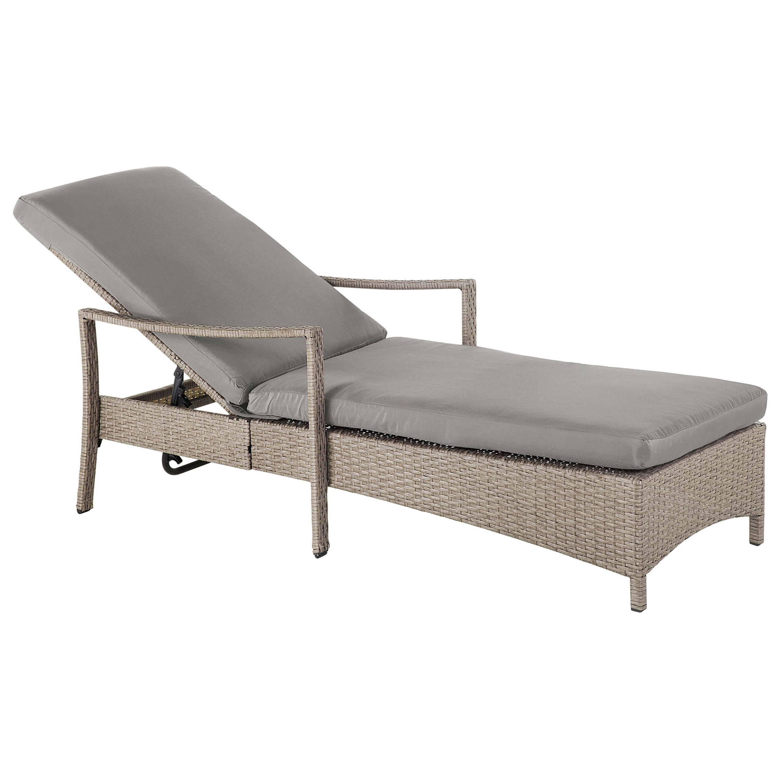 Aurinkotuoli pehmusteella VASTO kallistettava polyrottinki Ruskeanharmaa