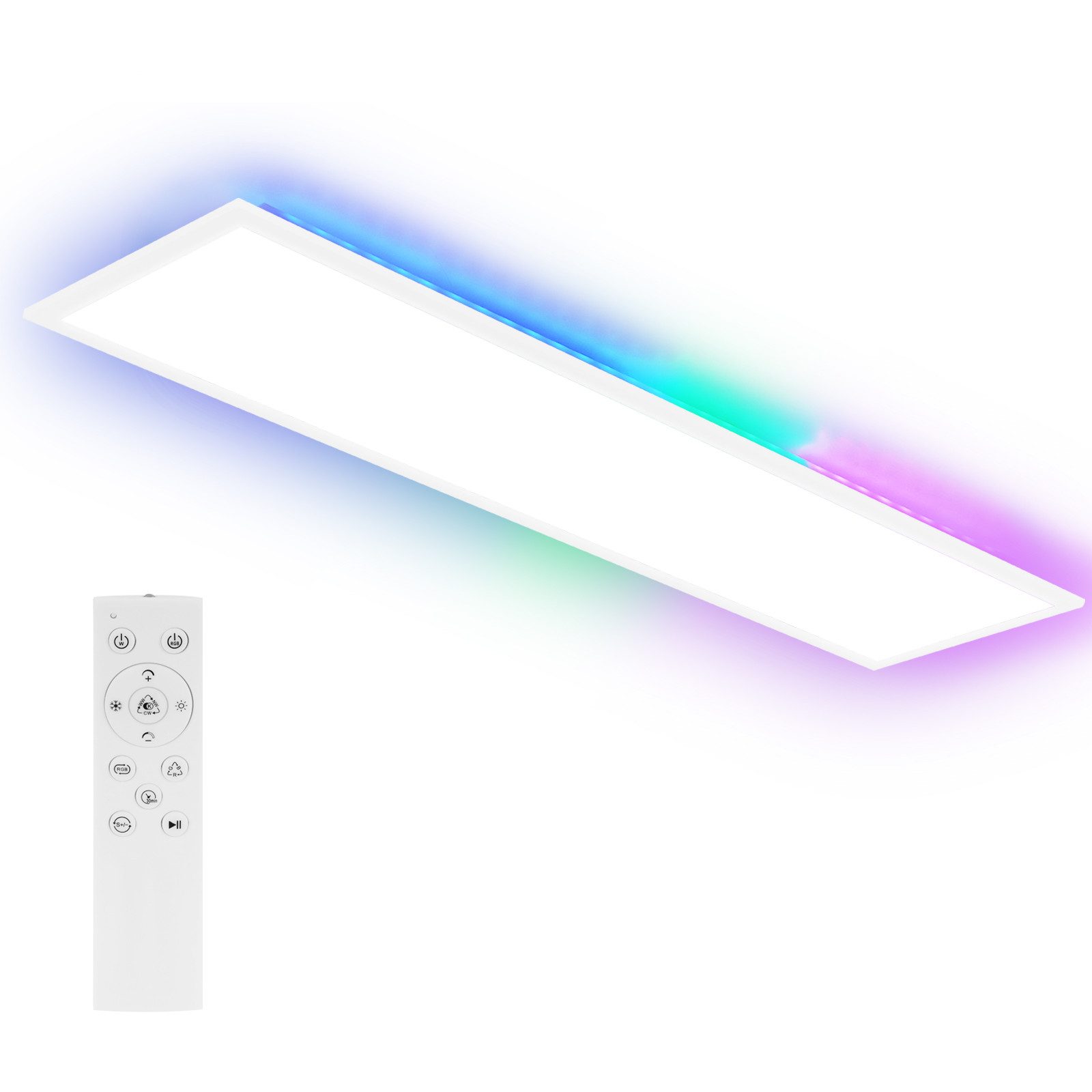NETTLIFE LED-paneeli 120 x 30 cm, himmennettävä, litteä kattovalaisin, RGB-väriä vaihtava, kaukosäätimellä, 36 W, 3000 K-6500 K