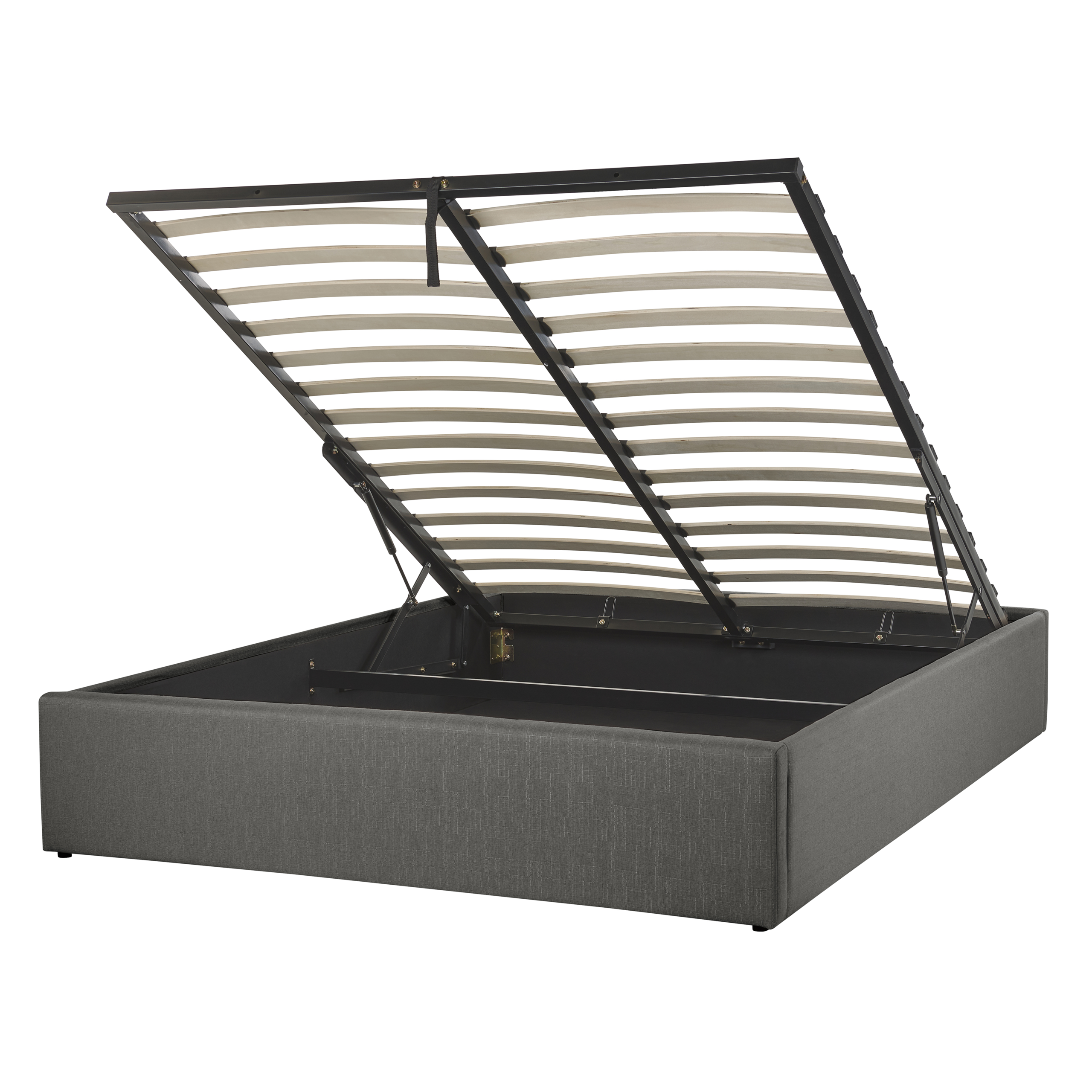 Sänky säilytystilalla ilman sängynpäätyä kangas DINAN 140 x 200 cm Tummanharmaa