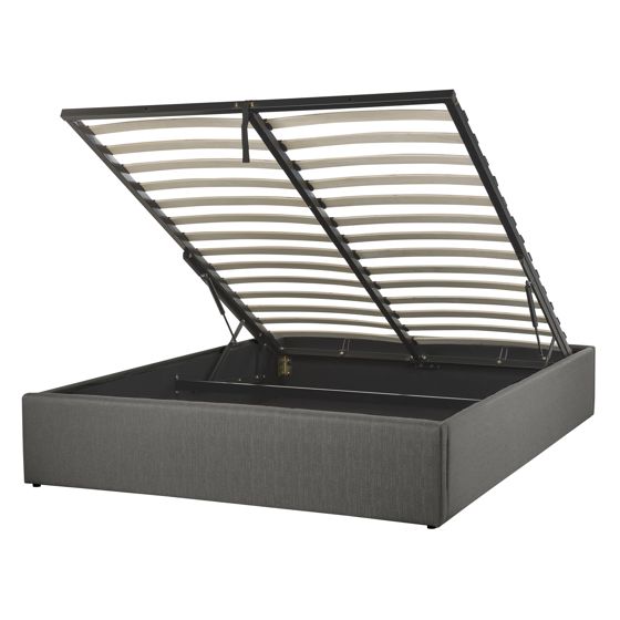 Sänky säilytystilalla ilman sängynpäätyä kangas DINAN 140 x 200 cm Tummanharmaa