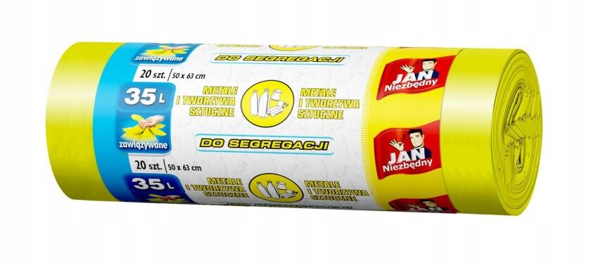 Keltaiset roskapussit muovin lajitteluun 35l