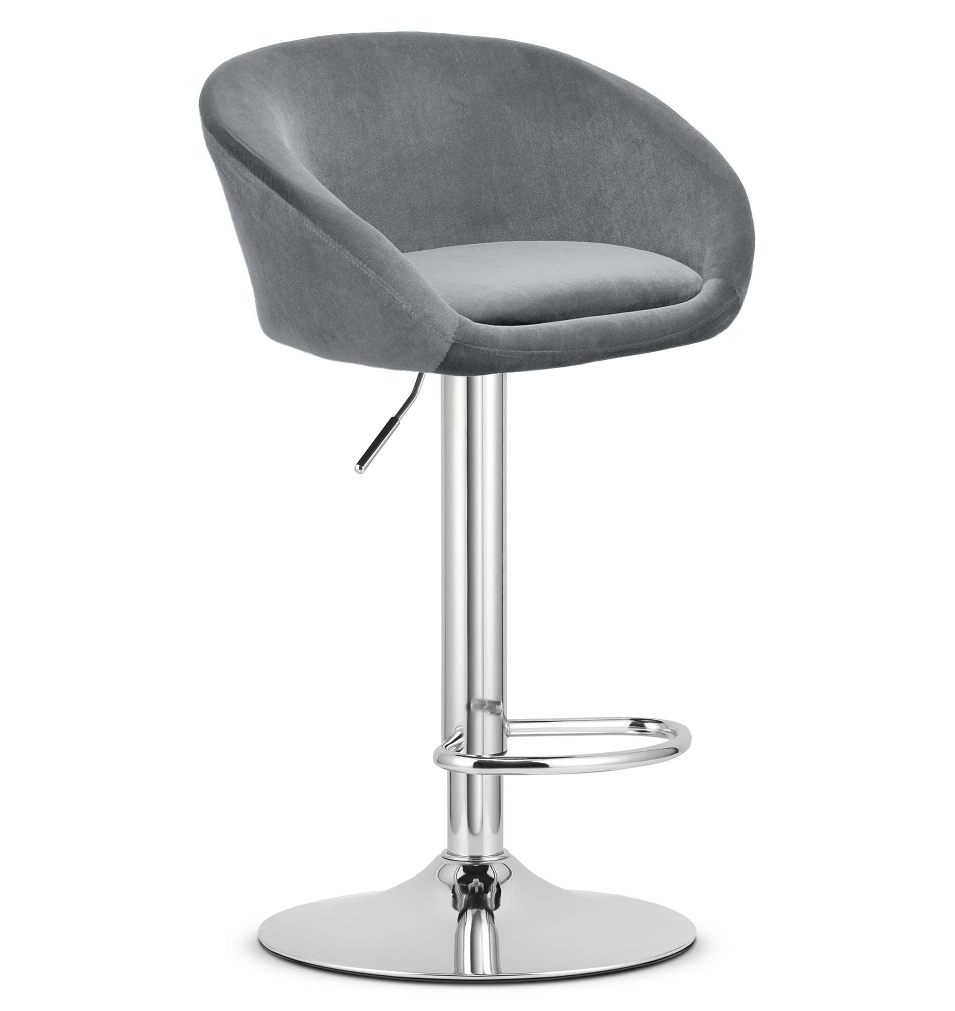 EAST-baarijakkara, samettinen harmaa, kromattu jalusta