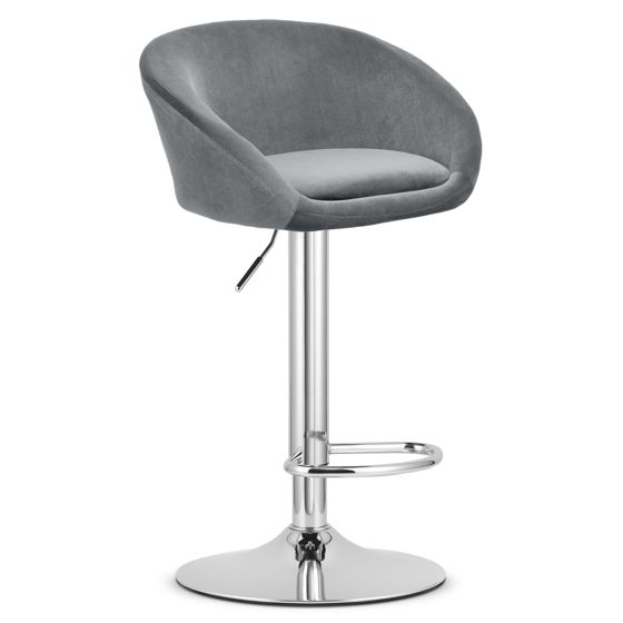 EAST-baarijakkara, samettinen harmaa, kromattu jalusta