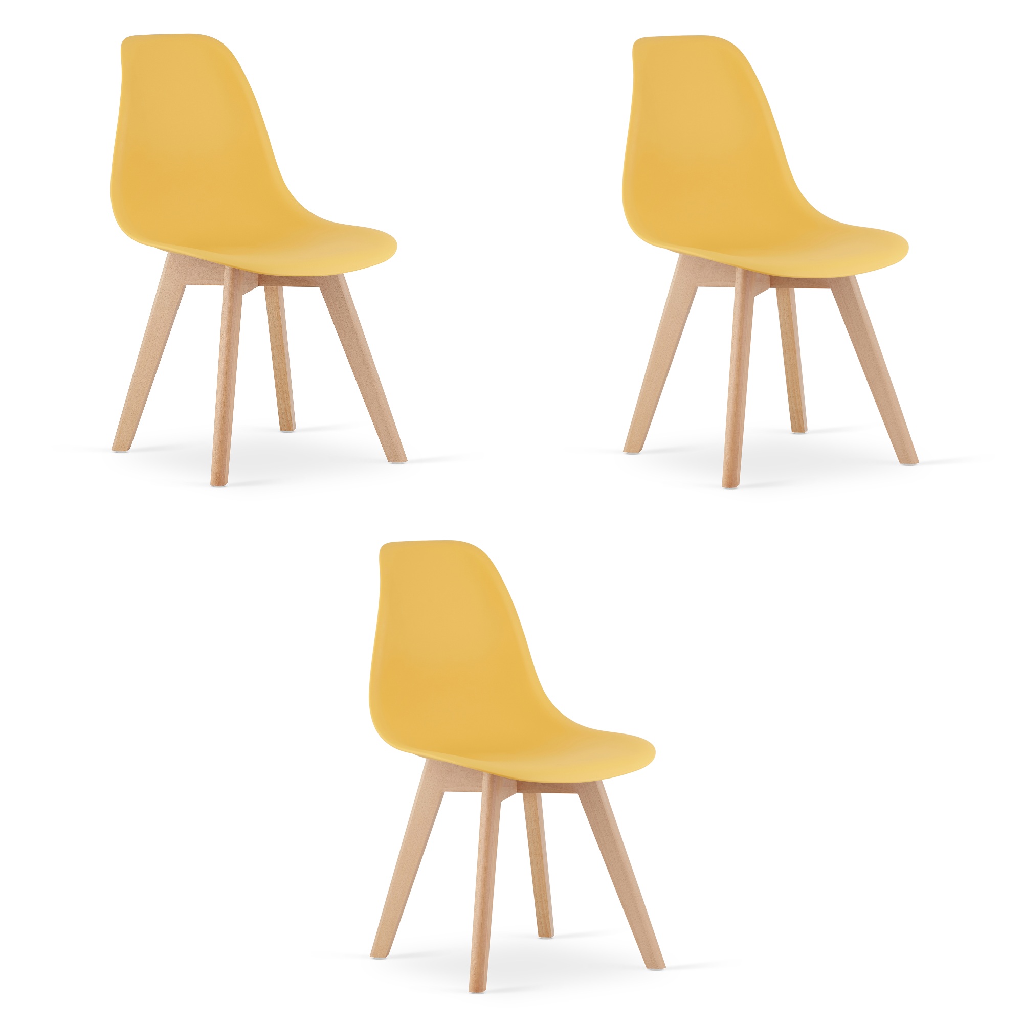 KITO-tuoli, sinapinkeltainen, luonnonväriset jalat (3 kpl)