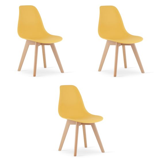 KITO-tuoli, sinapinkeltainen, luonnonväriset jalat (3 kpl)