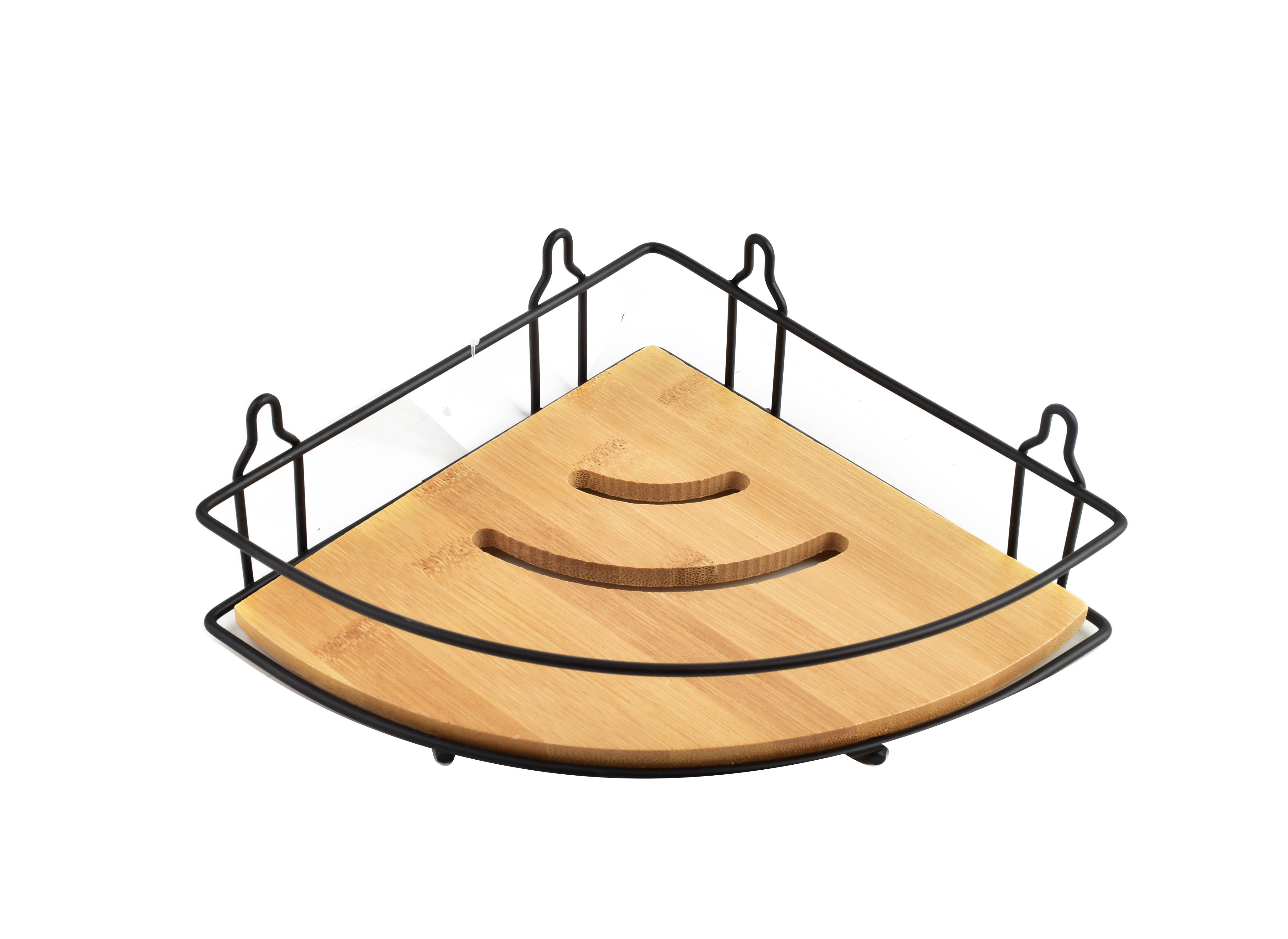 Kulmahylly metalli/bambu Bathlab CARL BAMBOO 19x20x6,5 cm musta 1 kpl