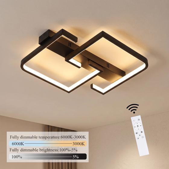 NETTLIFE LED - kattovalaisin, 35 W, musta olohuoneen Valaisin himmennettäväKaukosäätimellä moderni, ruokapöytävalaisin pöytävalaisin