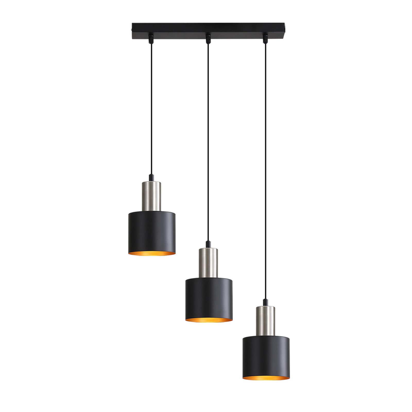 NETTLIFE ruokapöydän riippuvalaisin, E27 vintage - riippuvalaisin - 3- lamppuinen Keittiön riippuvalaisin, ruokailuhuoneen valaisin, mustakulta