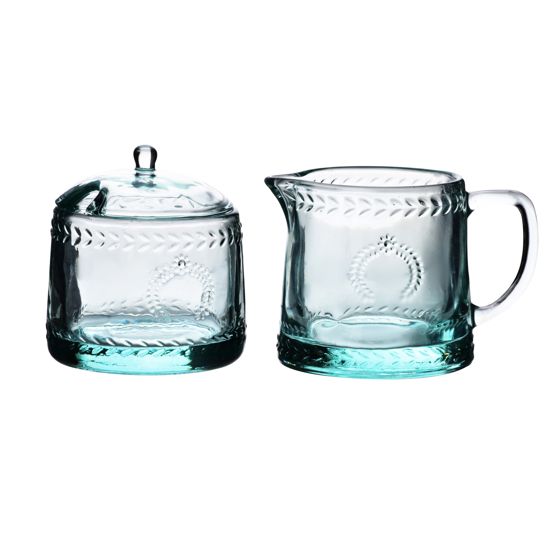 Sokerikko-kermakkosetti lasi ECILA LIGHT Ø9x7,3cm/300ml turkoosi 2 kpl