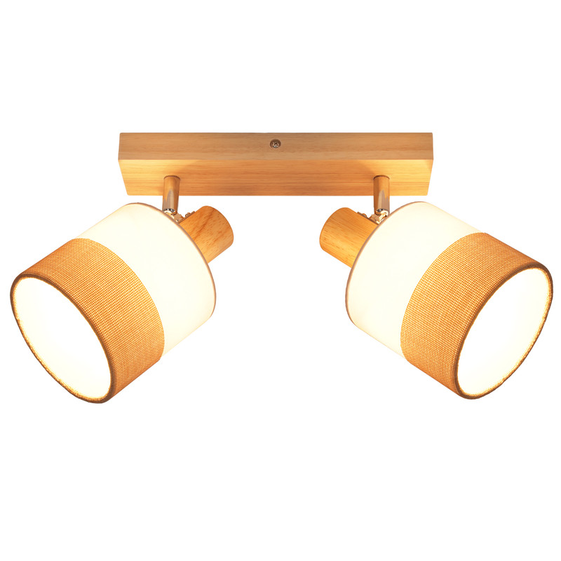 NETTLIFE LED-kattovalaisin 2 kohdevaloa kattovalaisin eteiseen puulamppu E14 vintage-tyylinen säädettävä 350°