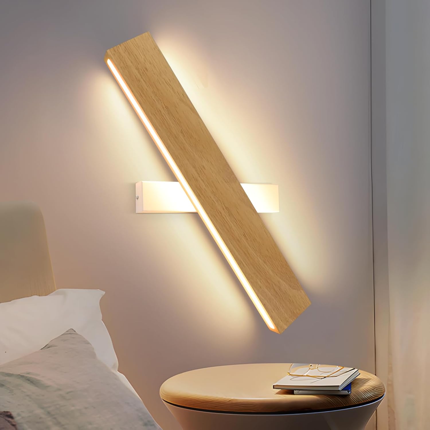NETTLIFE LED - seinävalaisin, sisätiloihin: 52CM moderni, puinen eteisvalaisin, ylös ja, alas - designilla, 17W, porrasvalaisin 3000K lämmin Valkoinen