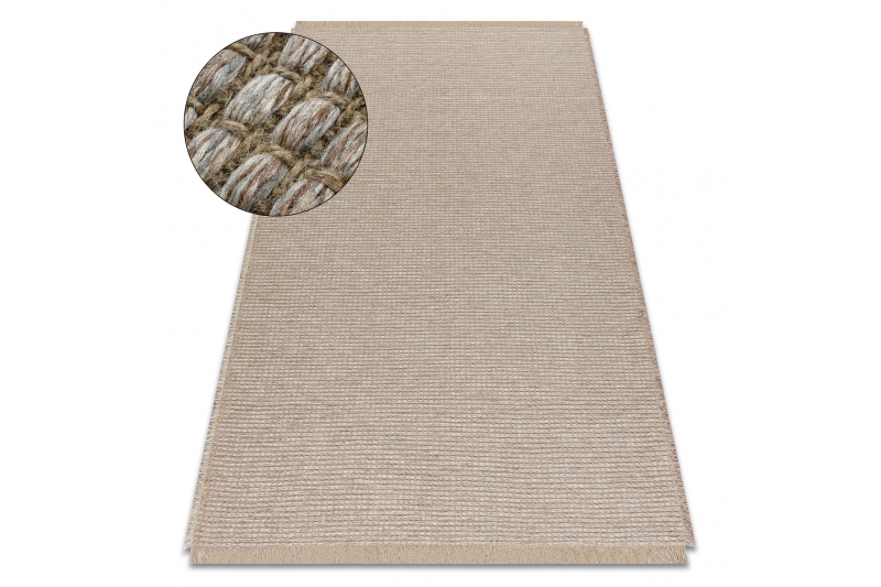 Matto JUTE 3652 beige / harmaa yksivärinen - juutti, litteä kudottu, 140x190 cm