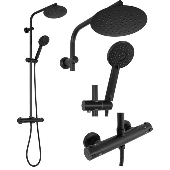 REA suihkusetti BLISS THERMOSTAT musta, 38,5X27,5X100CM