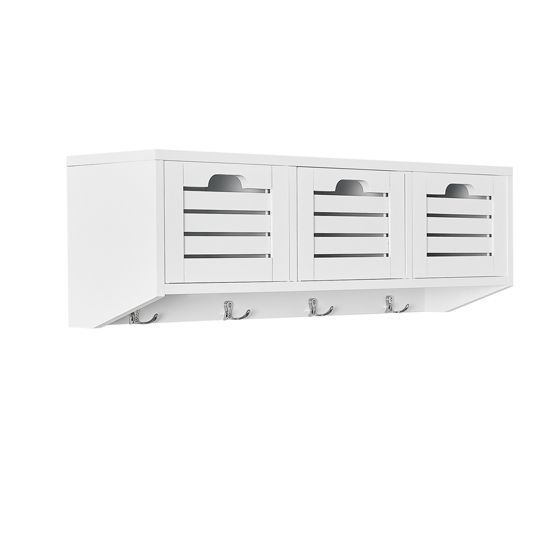 SoBuy Seinähylly 3-koreainen valkoinen puukuitulevy FHK19-W