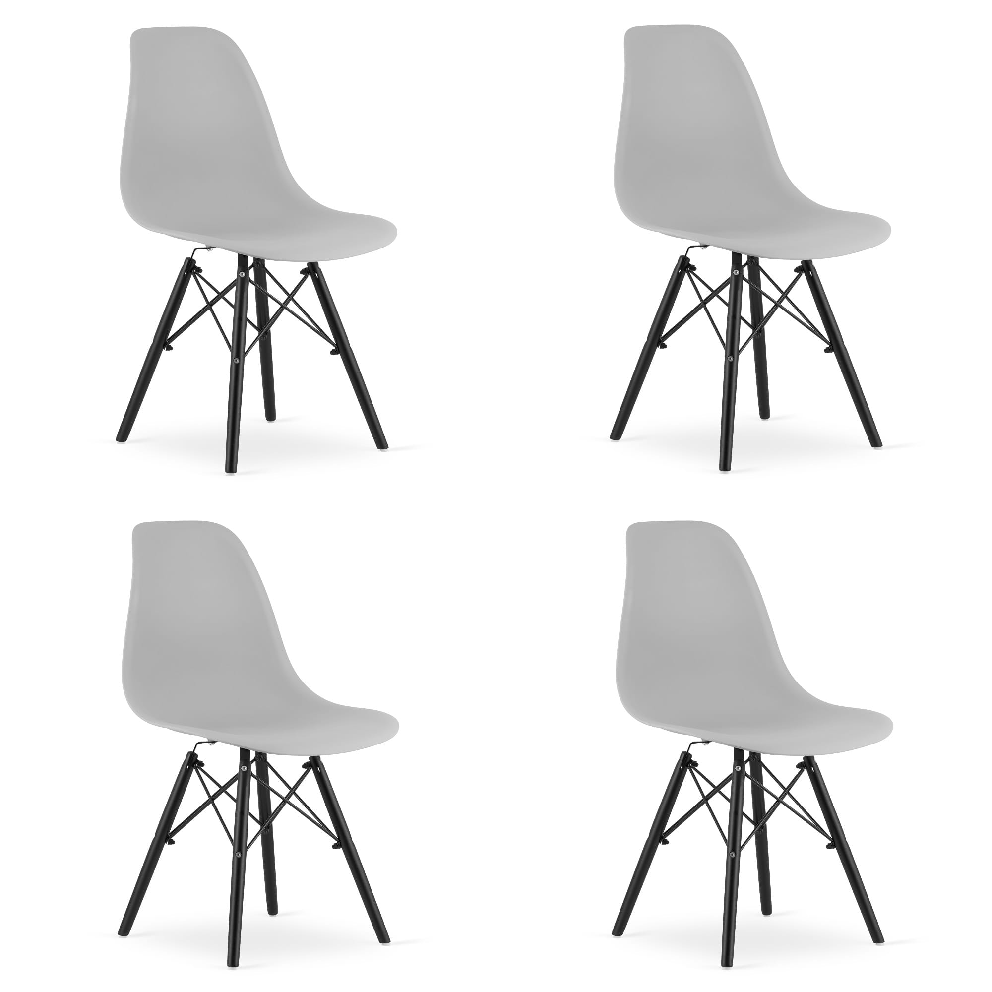 OSAKA-tuoli, harmaa, mustat jalat 4 kpl setti