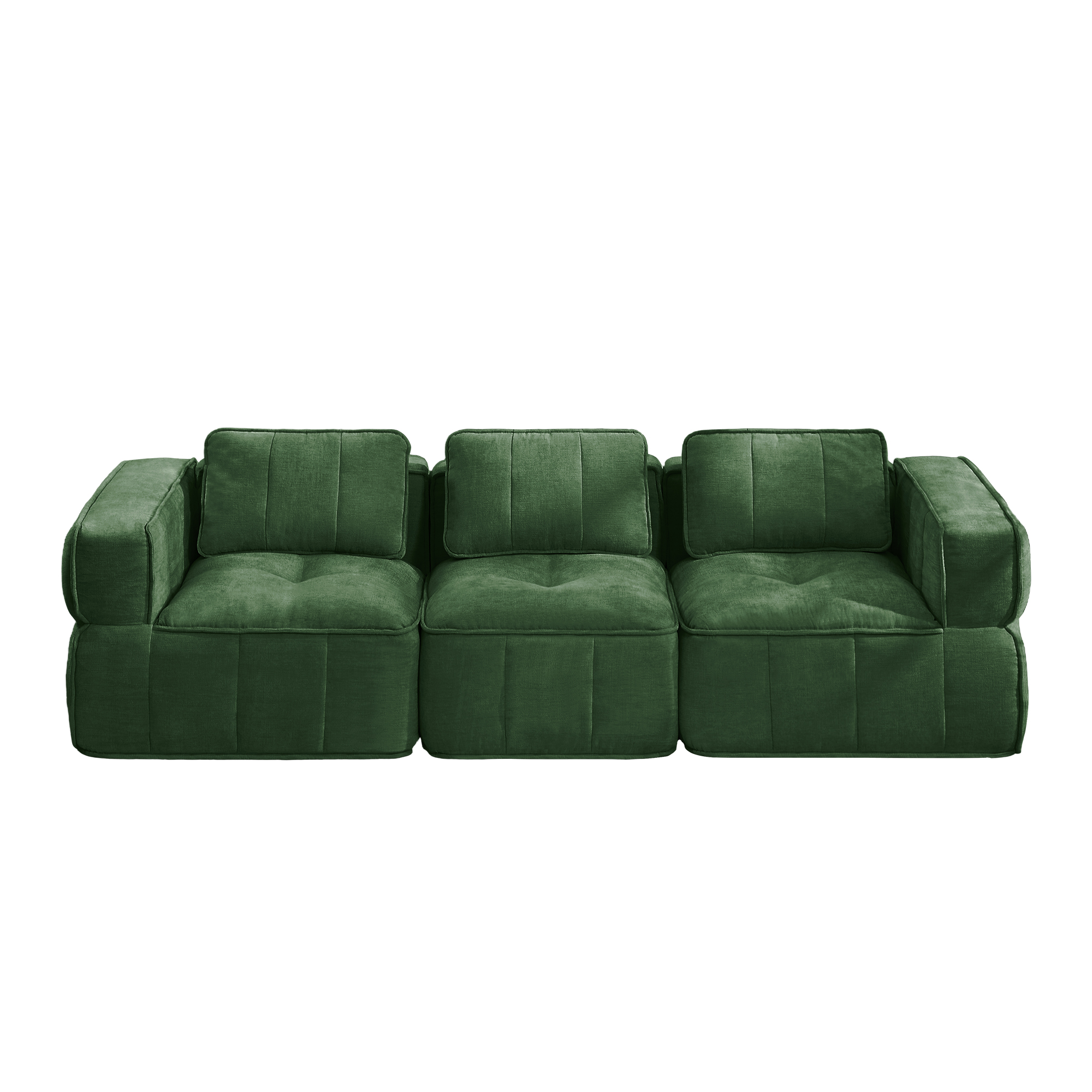 moduulisohva 3-paikkainen vihreä polyester moderni säädettävä