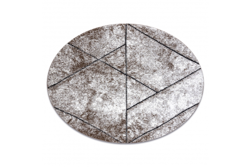Matto moderni COZY 8872 Pyöreä Seinä, geometrinen, kolmiot - ruskea pyöreä 160 cm