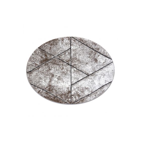 Matto moderni COZY 8872 Pyöreä Seinä, geometrinen, kolmiot - ruskea pyöreä 160 cm