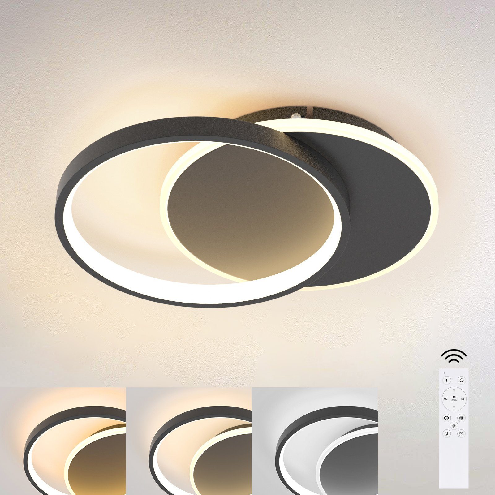 NETTLIFE LED - kattovalaisin olohuoneeseen, himmennettävä, moderni kattovalaisin kaukosäätimellä eteiseen