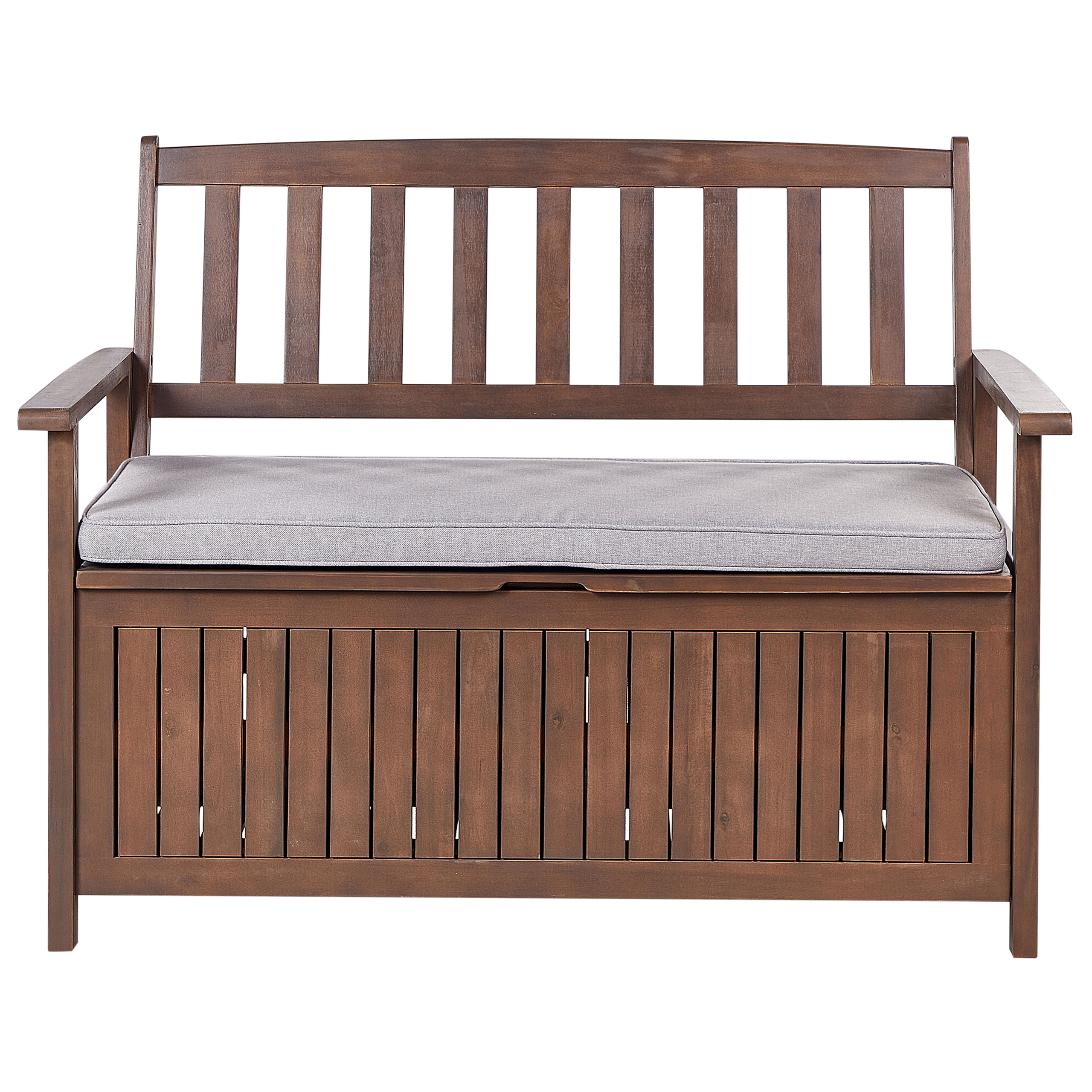 Puutarhapenkki pehmusteella SOVANA 120 cm säilytystila akaasia Vaaleanharmaa