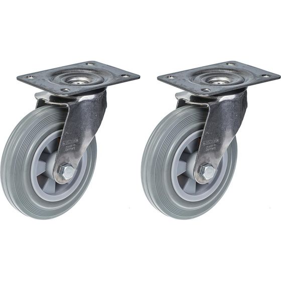 160mm 6" ruostumattomasta teräksestä valmistettu harmaa kumirosteri, kääntyvä, 270kg, 2 kpl:n setti