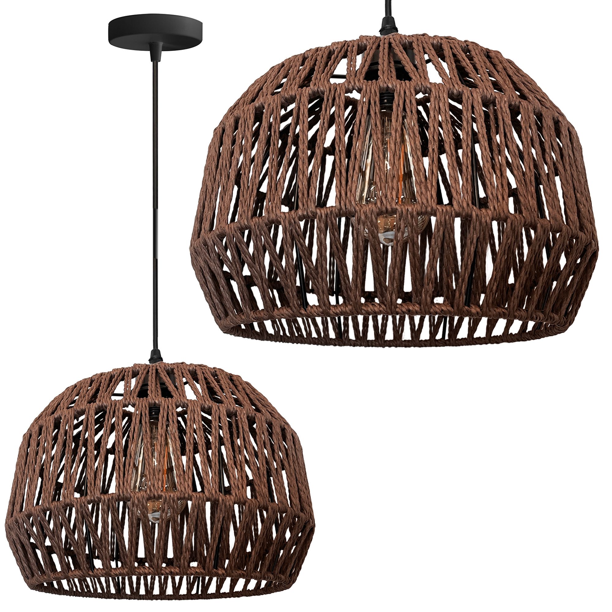 TOOLIGHT riippuva kattovalaisin APP1292-1CP BOHO ruskea, 30x30x22cm