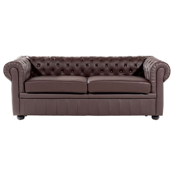 Sohva CHESTERFIELD nahka Ruskea 3-istuttava