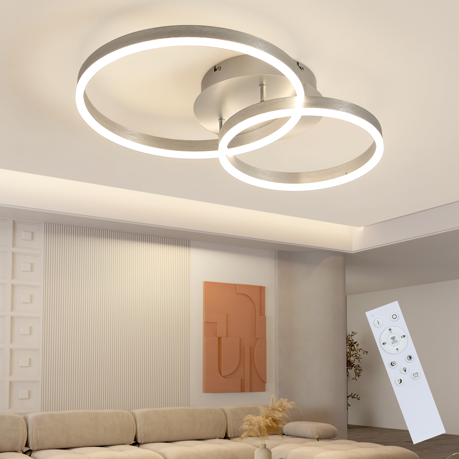ZMH Moderni LED-kattovalaisin - Ø59 cm - Himmennettävä - Kaukosäädin - 46 W