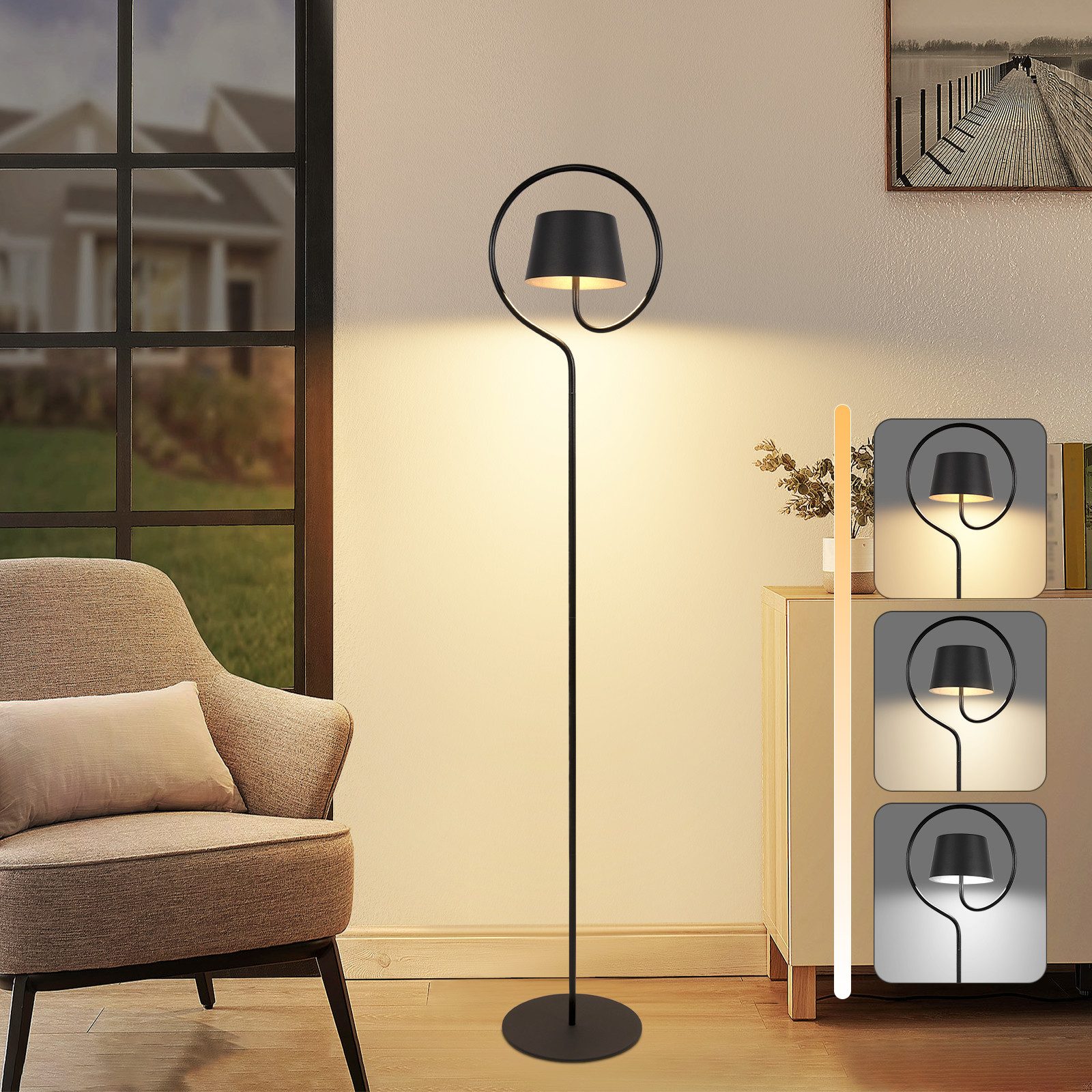 ZMH 120 cm kosketussäädettävä himmennettävä langaton LED-lattiavalaisin olohuoneeseen, aurinkoenergialla toimiva ulkolattiavalaisin