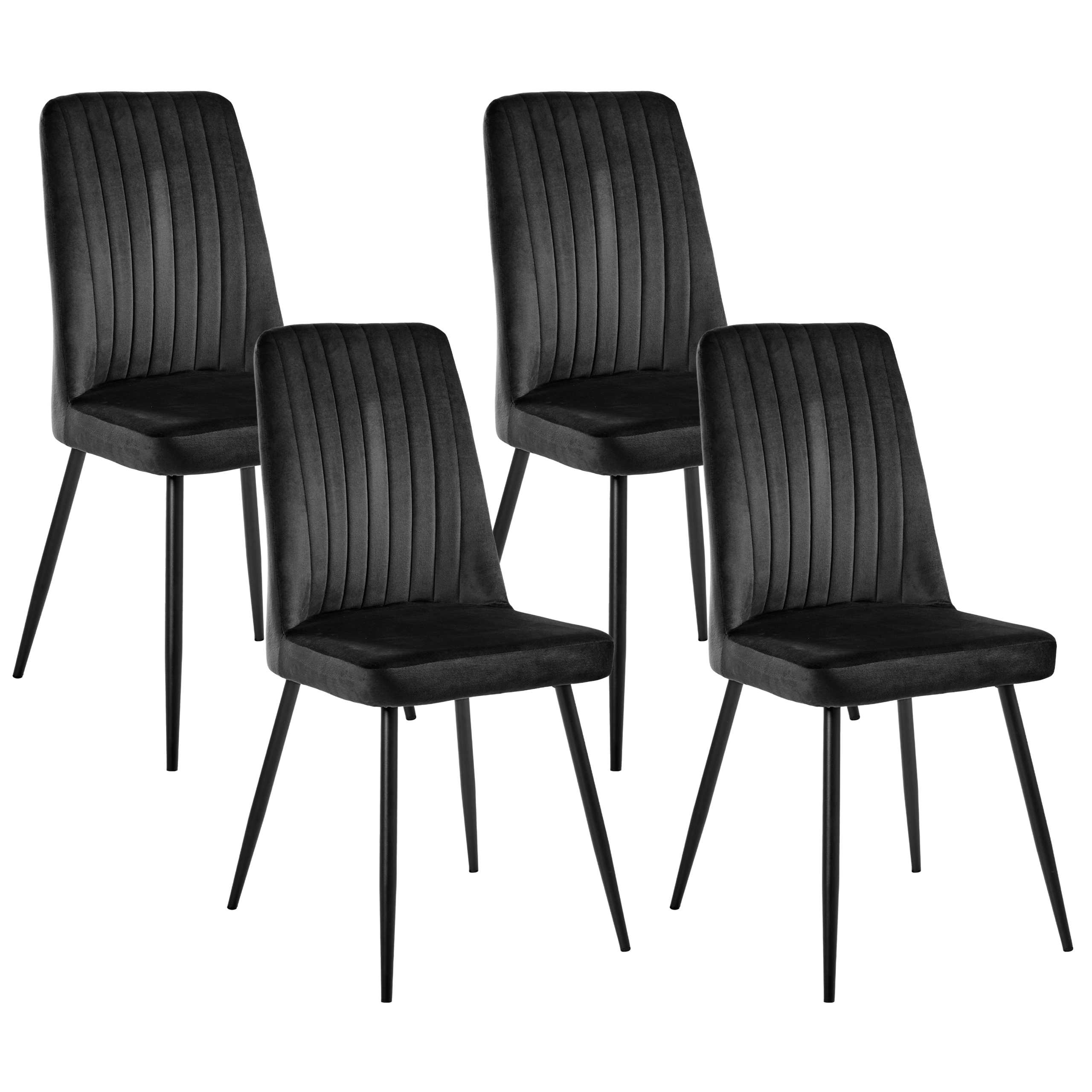 Ruokatuolisetti 4 kpl KIRBY sametti Musta