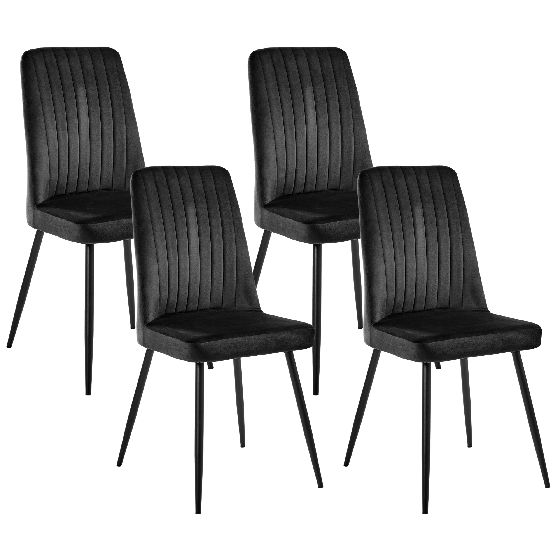 Ruokatuolisetti 4 kpl KIRBY sametti Musta