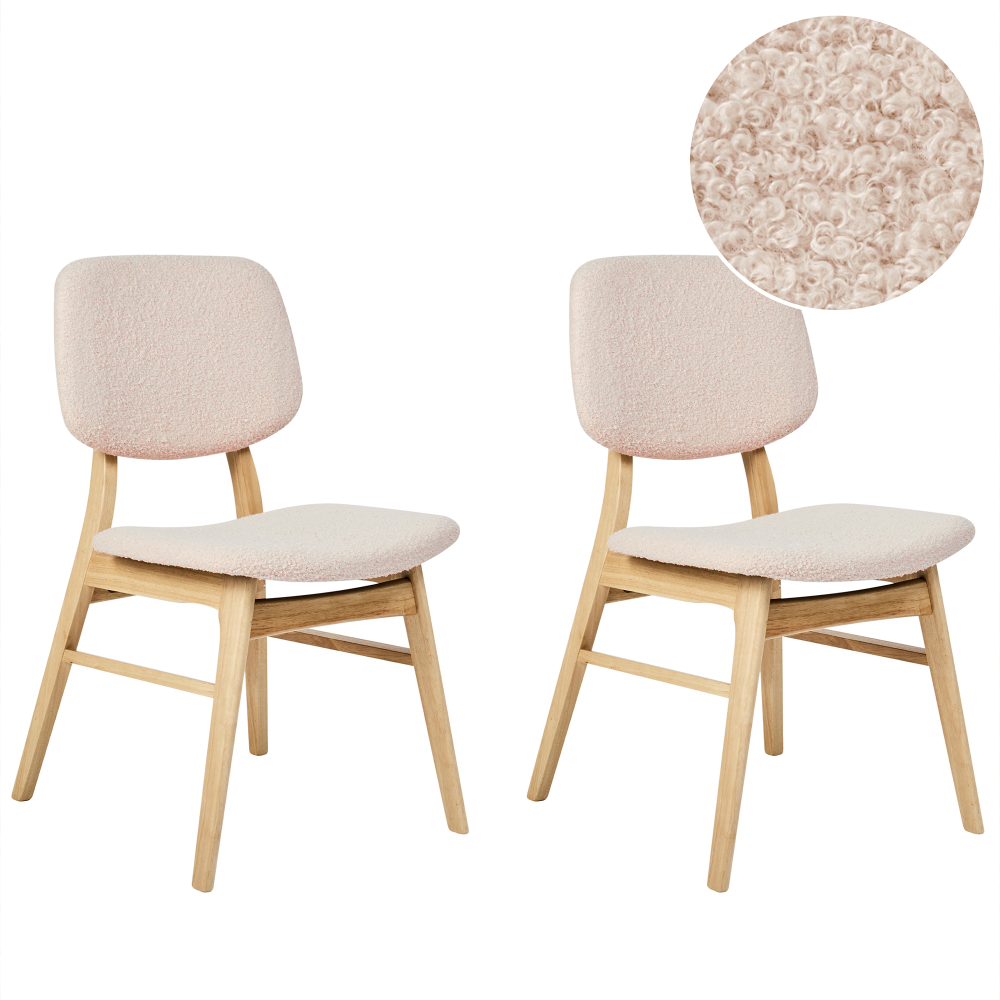 Ruokatuolisetti 2 kpl ELAINE Buklee Vaaleanruskea/beige