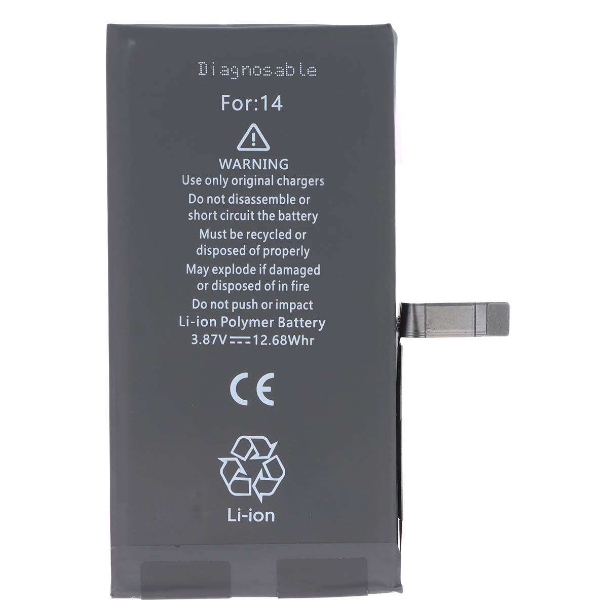 Akku diagnosoitava iPhone 14 Li-Polymer 3,87V 3279mAh 12,68Wh