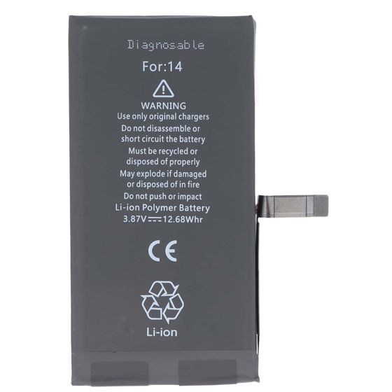 Akku diagnosoitava iPhone 14 Li-Polymer 3,87V 3279mAh 12,68Wh