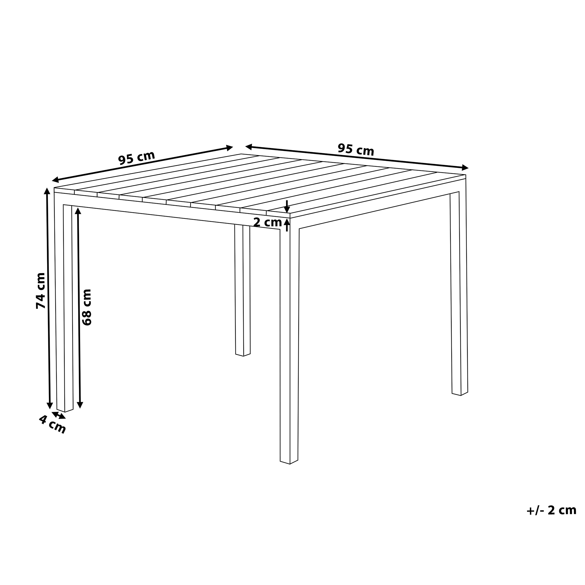 Puutarhapöytä PRATO 95 cm 95 cm Harmaa