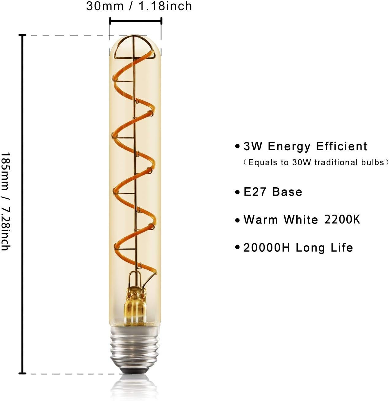 ZMH E27 Edison Vintage LED-lamppu - 4W T185 3000K makuuhuoneeseen ja eteiseen