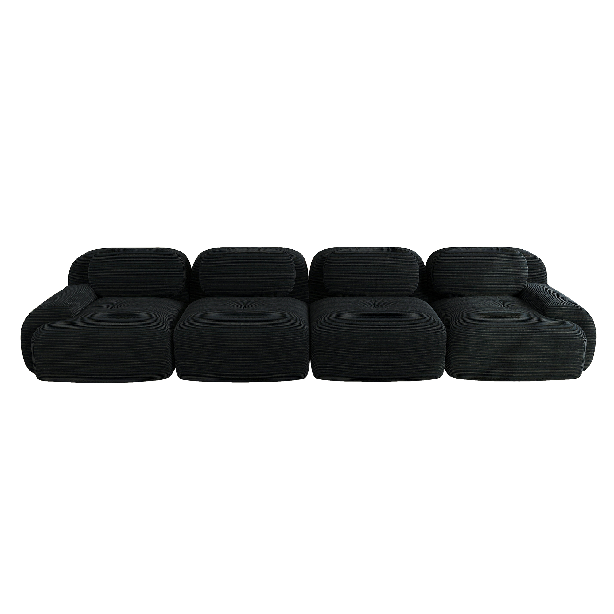 moduulisohva 4-paikkainen musta korduroy ergonominen säädettävä