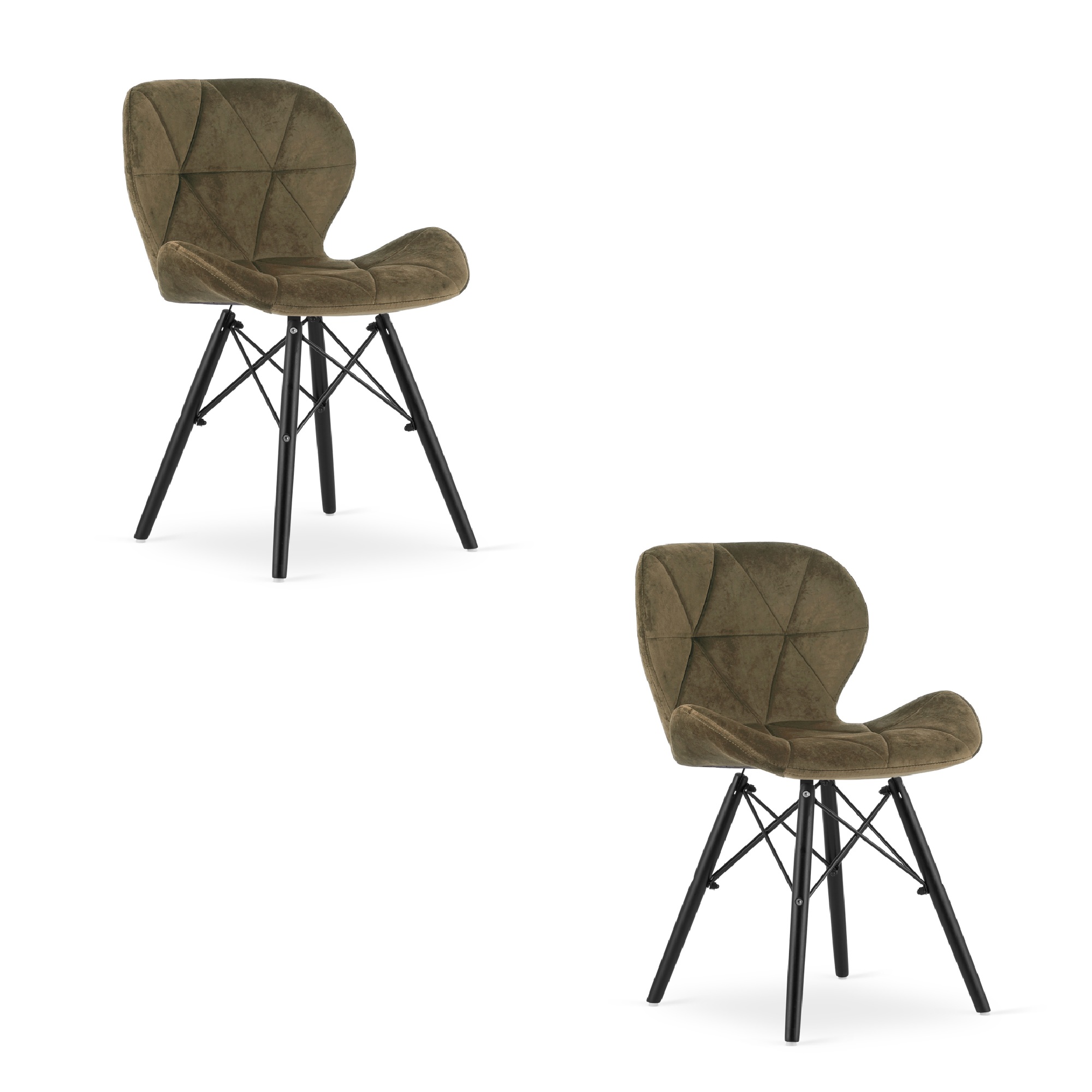 LAGO samettituoli, ruskea, mustat jalat (2 kpl)