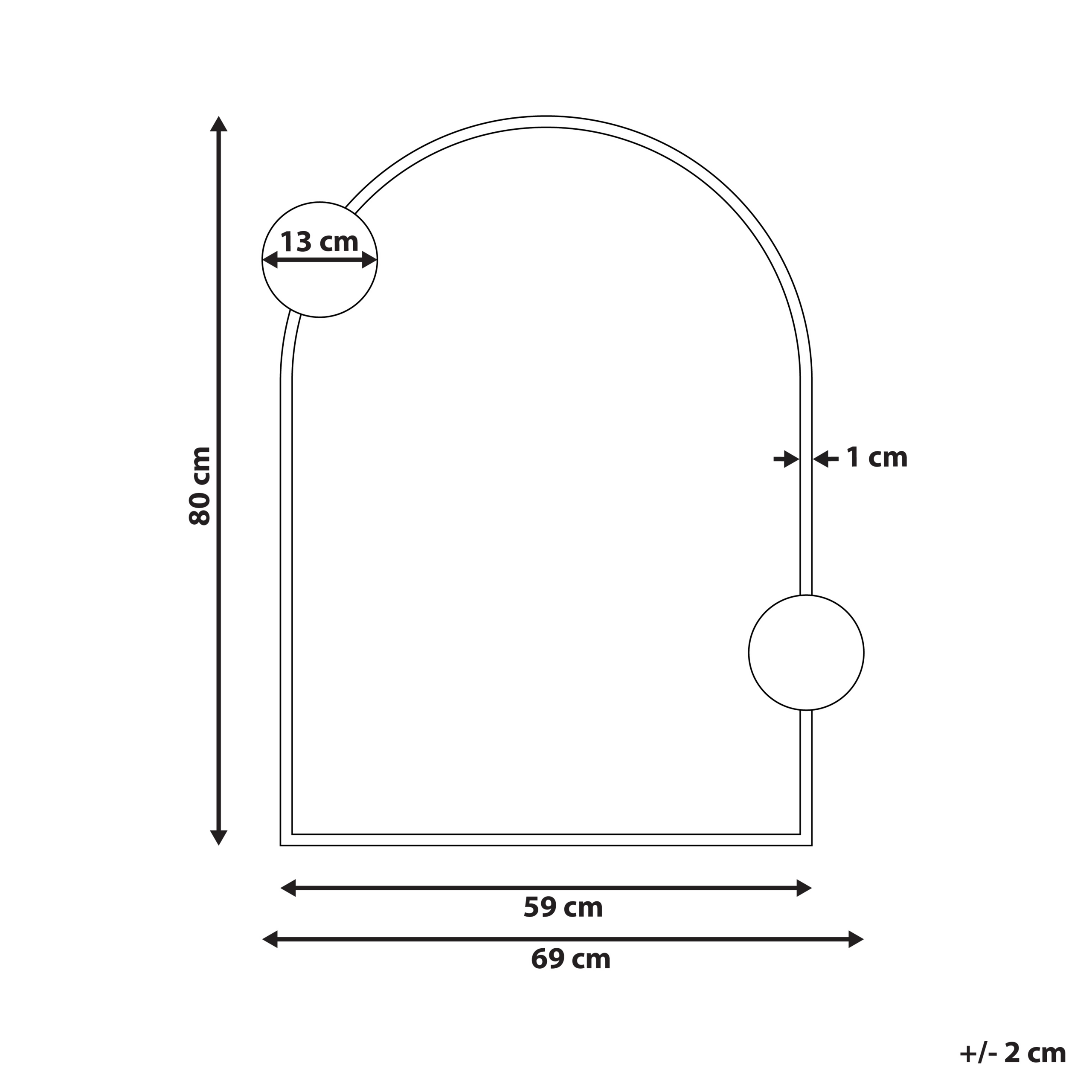 Seinäpeili AULON 69 cm 80 cm Metalli Musta