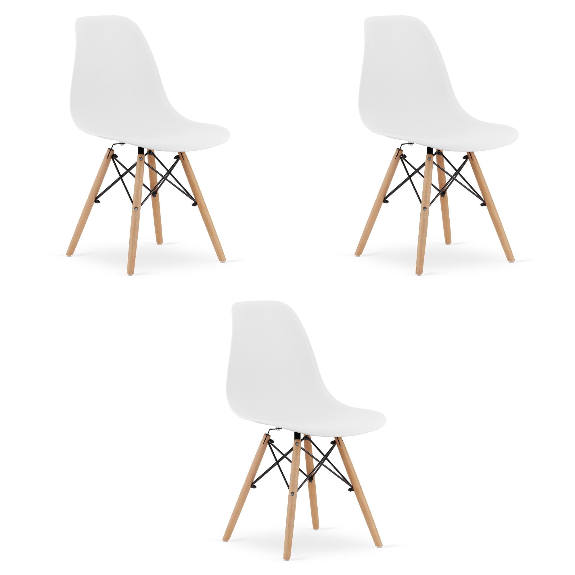 OSAKA-tuoli, valkoinen, luonnonväriset jalat (3 kpl)