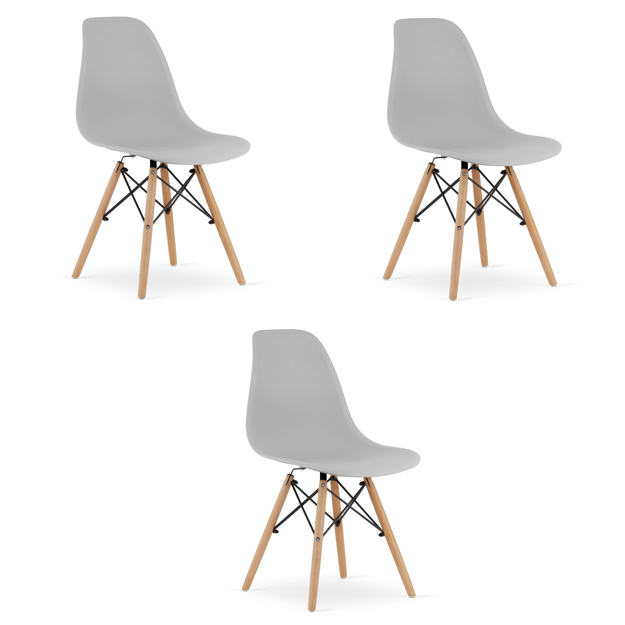 OSAKA-tuoli, harmaa, luonnonväriset jalat (3 kpl)