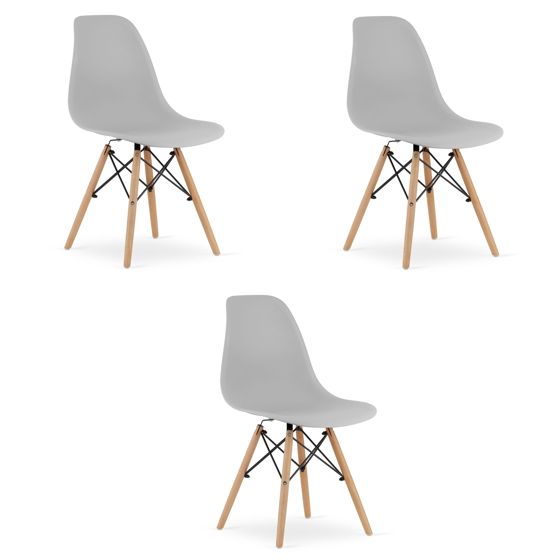 OSAKA-tuoli, harmaa, luonnonväriset jalat (3 kpl)